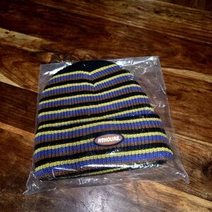 NoHours Striped Beanie - Black, Blue, Yellow